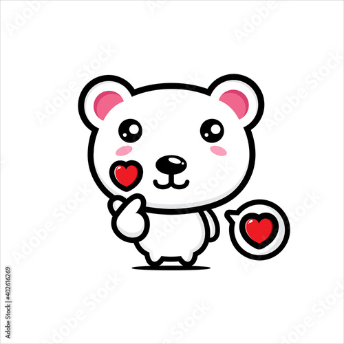 cute bear character design with korean love finger