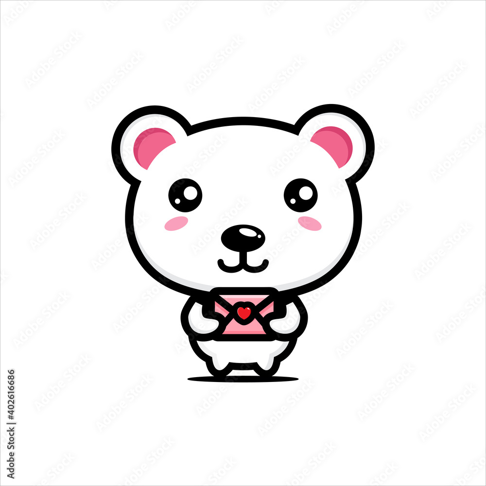 Fototapeta premium cute bear character design carrying a letter envelope