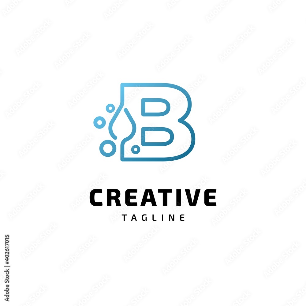 Fototapeta premium Letter B alphabet water logo design illustration vector template