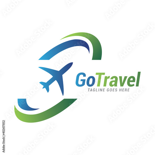 Go Travel airplane plane logo icon vector template.