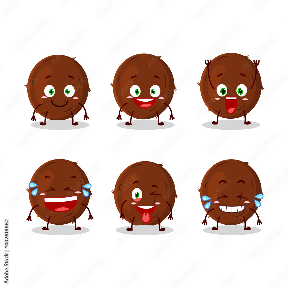 Cartoon character of coconut with smile expression Cartoon character of coconut with smile expression