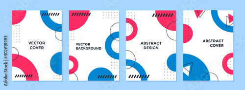 Vector set of abstract geometric cover background with minimal trendy style.
