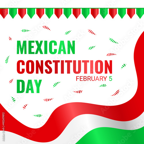 modern glossy mexican constitution day with shiny flag design with corners flag vector illustration