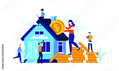 hard work manage finances save for future investment to buy a house vector illustration concept template background can be use for presentation web banner UI UX landing page