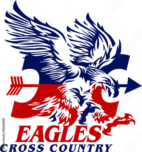 eagles cross country team design with mascot head for school, college or league
