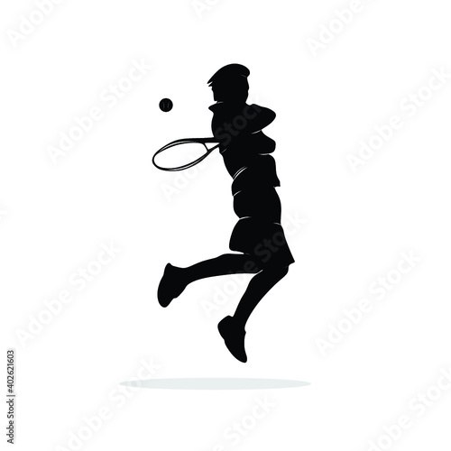 Silhouette of a tennis player'