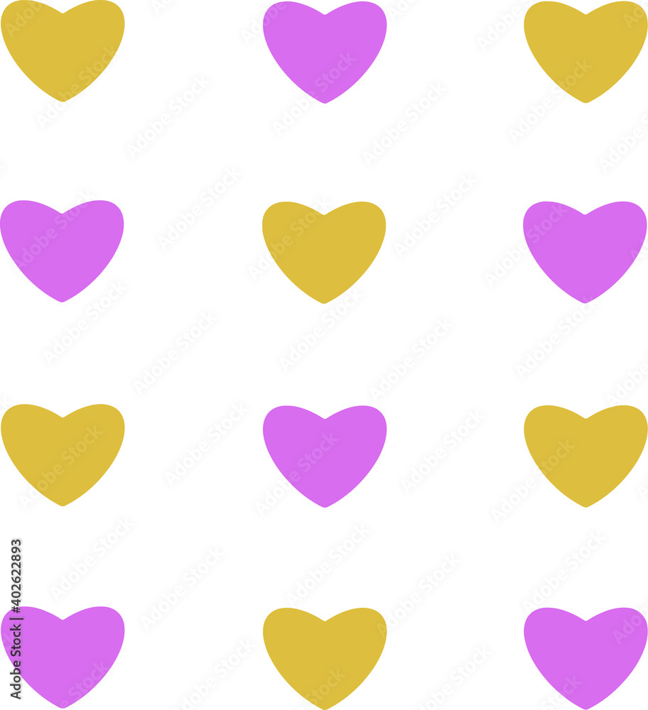 Vector image of pink and yellow hearts