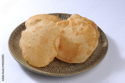 Tableau sur toile puri or poori fried Indian bread made from wheat