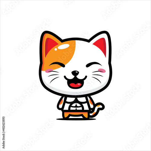 the cute lucky cat character design with a stocky build