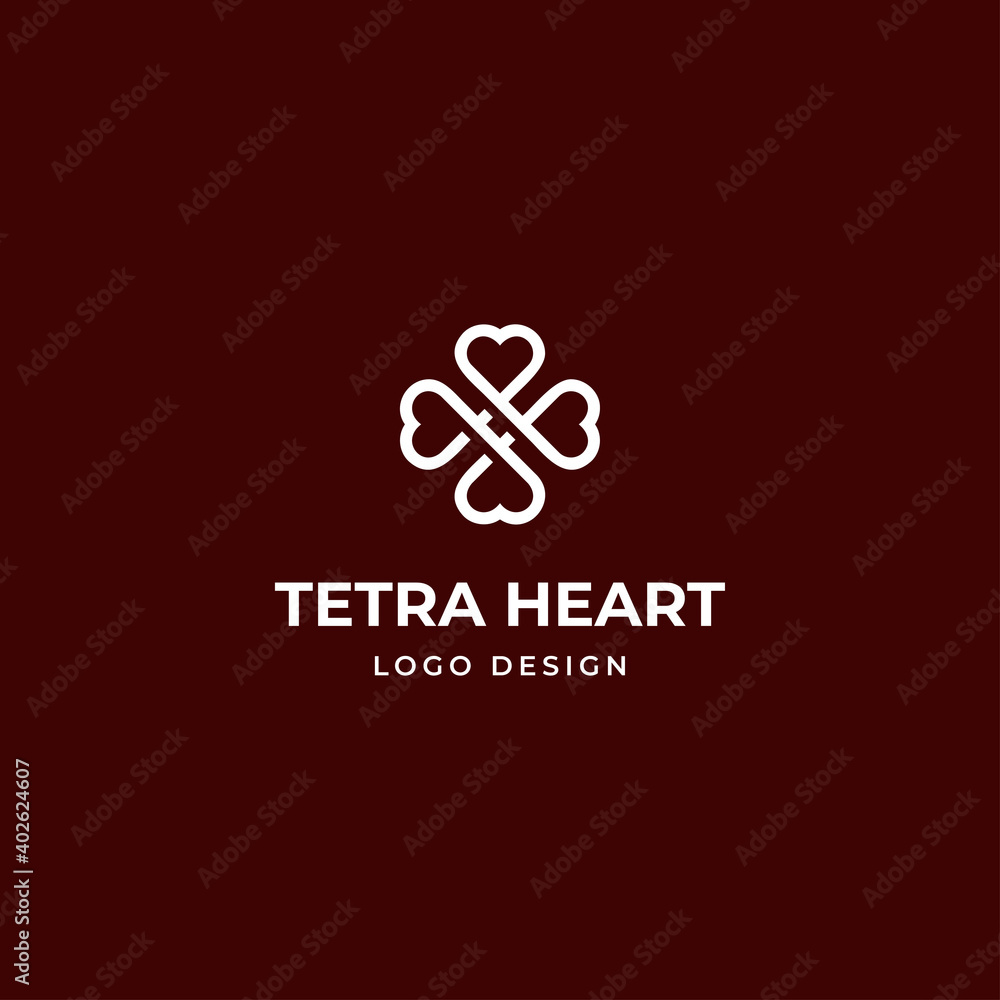 Four heart logo line vector for medical healthcare, beauty fashion, modern spa, and resort business Four heart logo line vector for medical healthcare, beauty fashion, modern spa, and resort business