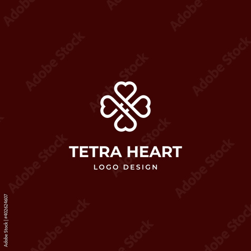 Four heart logo line vector for medical healthcare, beauty fashion, modern spa, and resort business