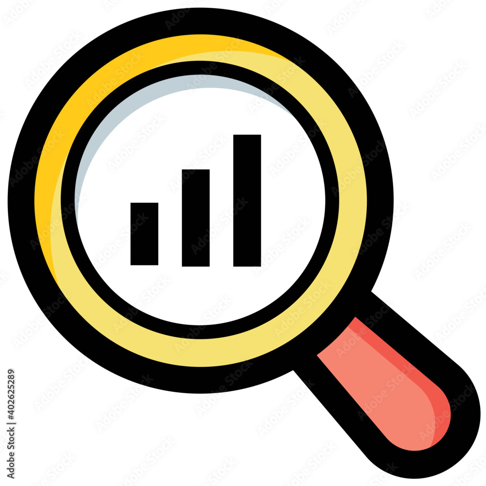 A flat vector icon, illustration of graph analysis A flat vector icon, illustration of graph analysis