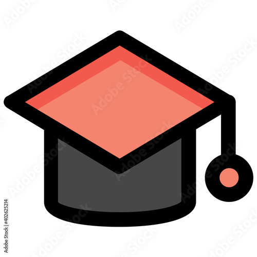 A flat vector icon for an academic cap, mortarboard