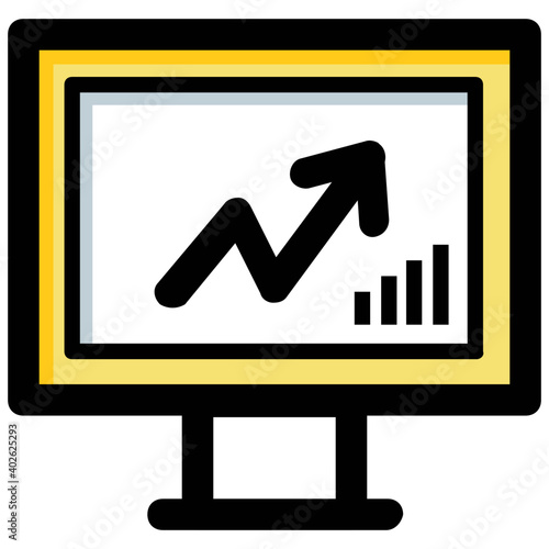 This graphic vector icon matches web analytics