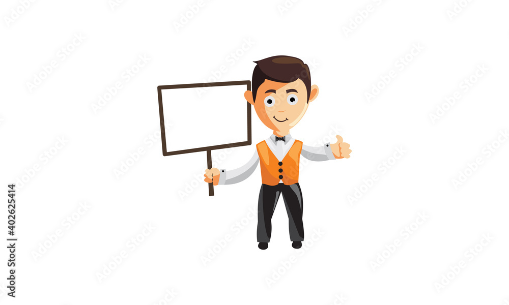 character job cloth chef waiter CLOTHES hold black whiteboard character job cloth chef waiter CLOTHES hold black whiteboard