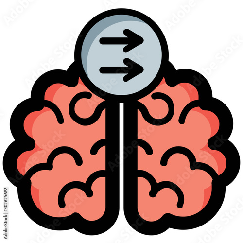 Human Brain Vector Icon, two arrows being the symbol of knowledge and ideas