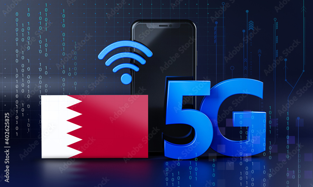 Bahrain Ready for 5G Connection Concept. 3D Rendering Smartphone Technology Background Bahrain Ready for 5G Connection Concept. 3D Rendering Smartphone Technology Background