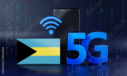 The Bahama Ready for 5G Connection Concept. 3D Rendering Smartphone Technology Background