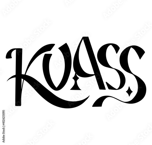 Kvass vector illustration with lettering - Black calligraphy isolated on white background.