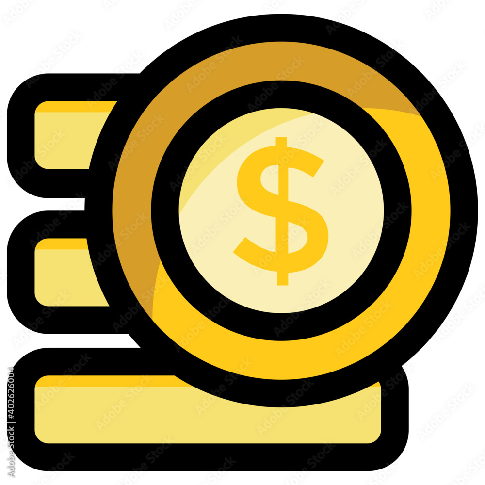 Flat vector icon of a coin stack Flat vector icon of a coin stack