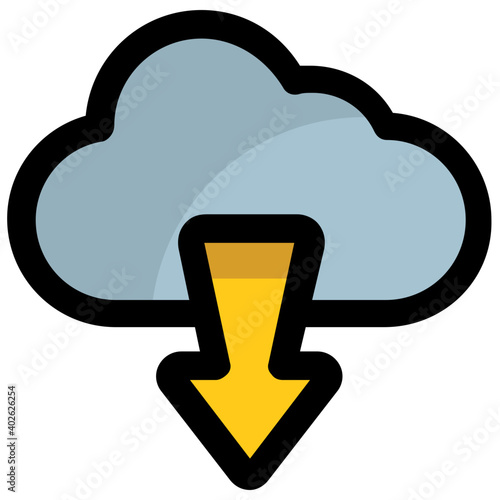 Flat vector icon of a downloading
