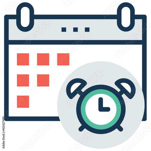 Flat vector icon of reminder, timekeeping concept 