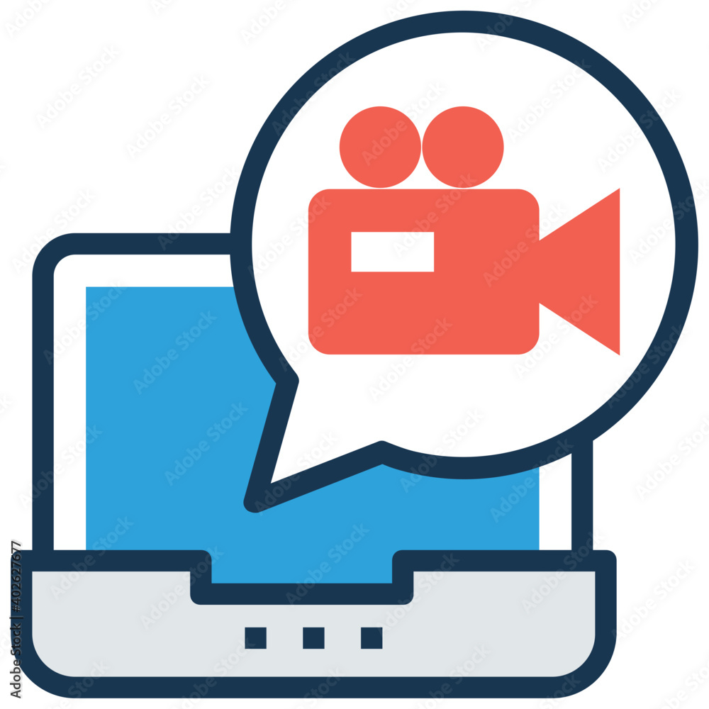 Video Recording flat Vector Icon, laptop video camera Video Recording flat Vector Icon, laptop video camera