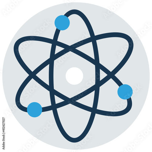 Scientific vector symbol for an atom, vector for science, chemistry, physics, particles and scientific research visuals 