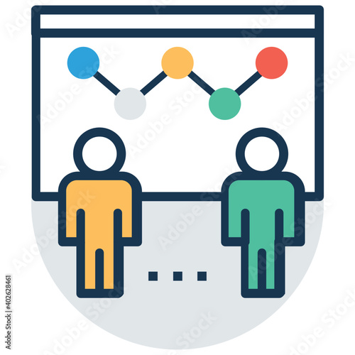 Businessmen analysing Graphic Presentation Vector Icon