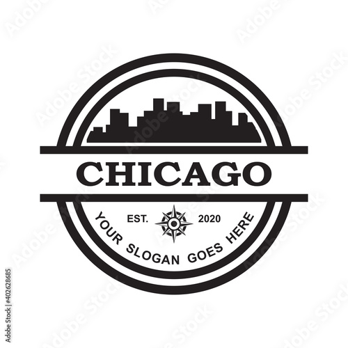 Chicago Skyline silhouette Vector , America Logo