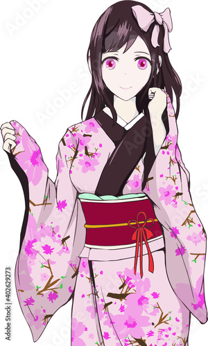 着物の和服の女性ファッションイメージ(上半身)