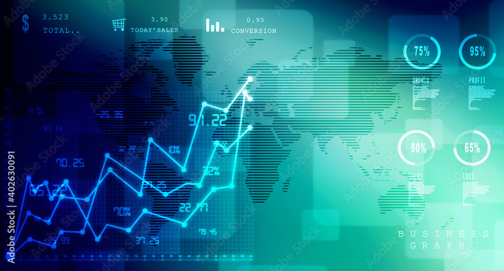 Fototapeta premium 2d rendering Stock market online business concept. business Graph 