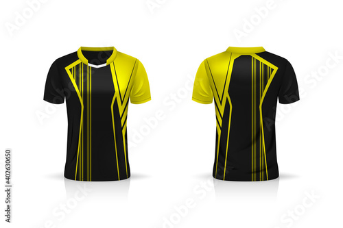 Specification Soccer Sport , Esport Gaming T Shirt Jersey template. mock up uniform . Vector Illustration design