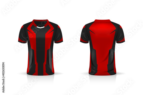 Specification Soccer Sport , Esport Gaming T Shirt Jersey template. mock up uniform . Vector Illustration design