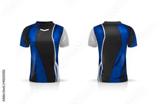 Specification Soccer Sport , Esport Gaming T Shirt Jersey template. mock up uniform . Vector Illustration design