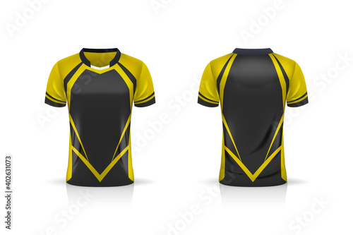Specification Soccer Sport , Esport Gaming T Shirt Jersey template. mock up uniform . Vector Illustration design