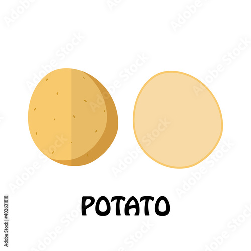 Vector Illustration Flat Potato isolated on white background , Raw materials fresh vegetable