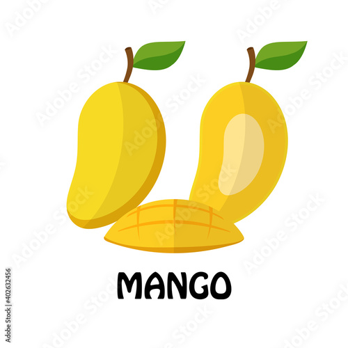 Vector Illustration Flat Mango isolated on white background , minimal style , Raw materials fresh fruit
