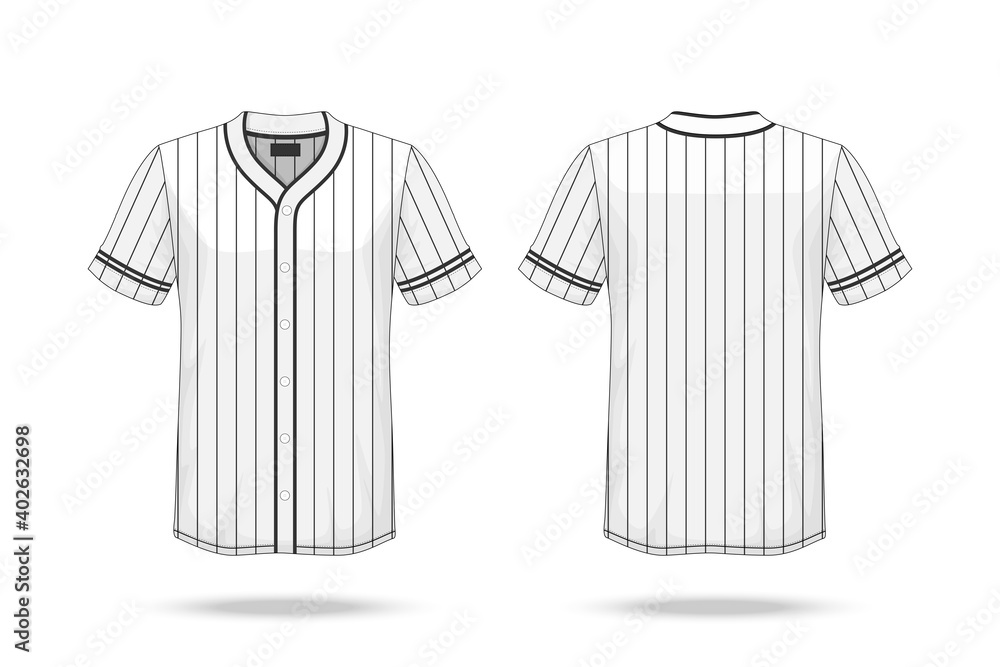Specification Baseball Jersey T Shirt Mockup Isolated On White Background ,  Blank Space On The Shirt For The Design And Placing Elements Or Text On The  Shirt , Blank For Printing 