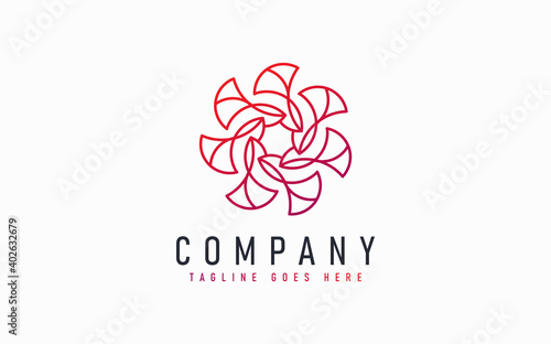 Abstract Modern Logo Design Based From Circular Round Lines. Geometric Colorful Lines Symbol. Usable For Business  Community  Foundation  Services  Tech  Company. Vector Logo Design Illustration.