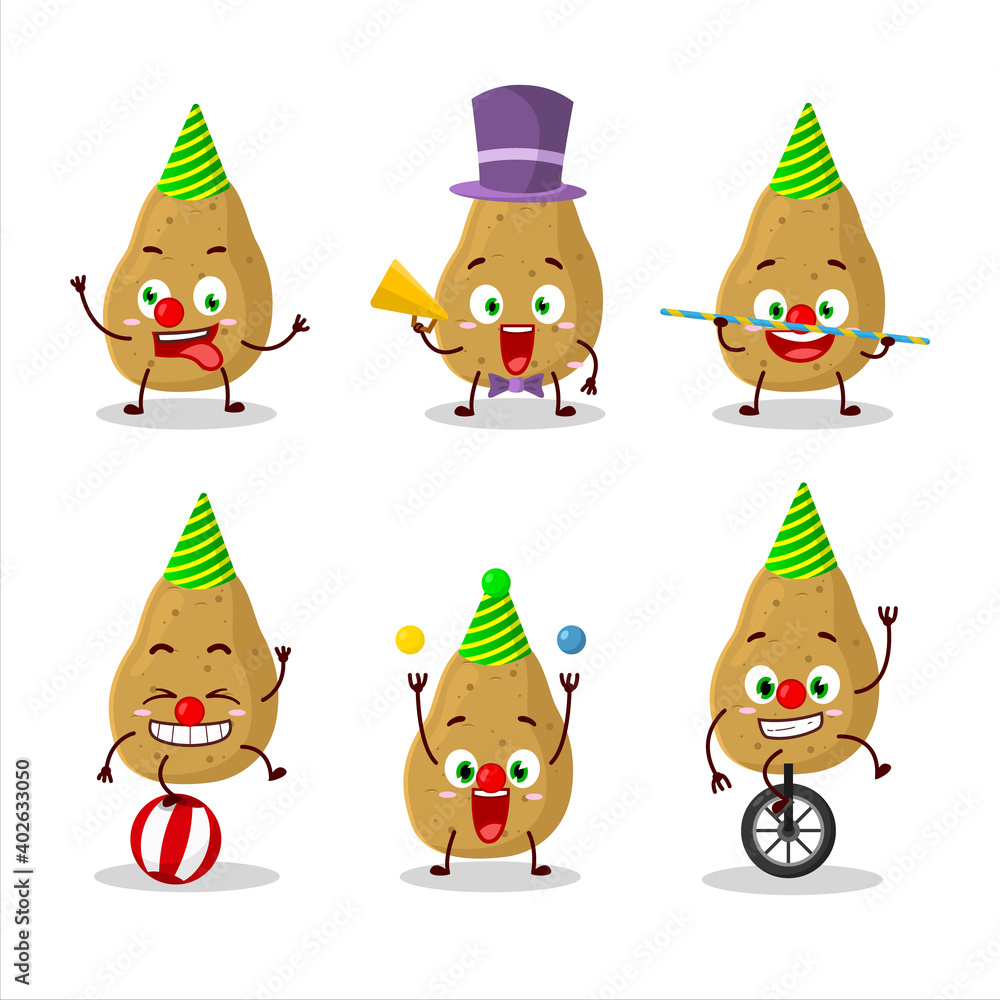 Fototapeta premium Cartoon character of potato with various circus shows