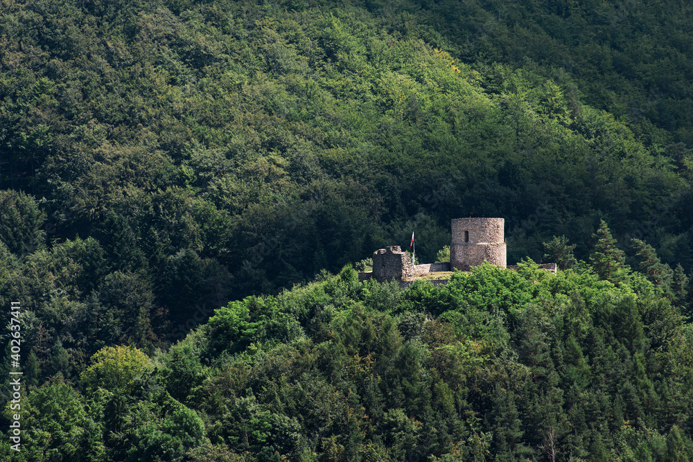 Castle Ruins in Beskid Mountains. Rytro, Poland, 463 masl.