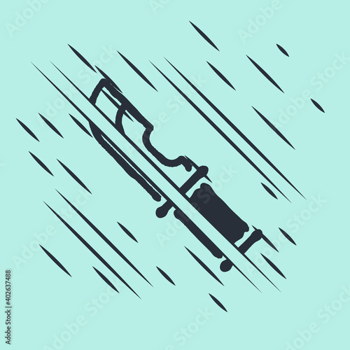 Black Hunter knife icon isolated on green background. Army knife. Glitch style. Vector.