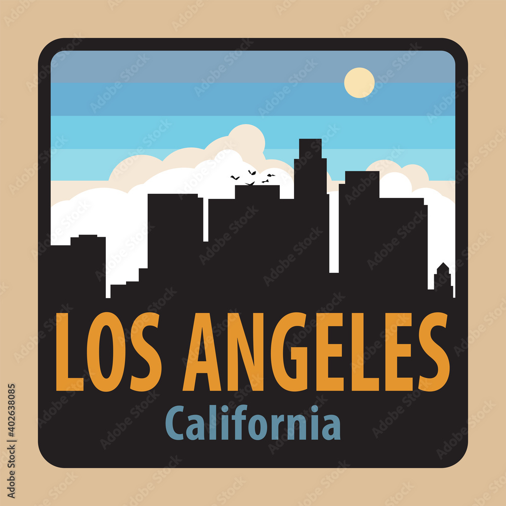 Label or sign with name of Los Angeles, California
