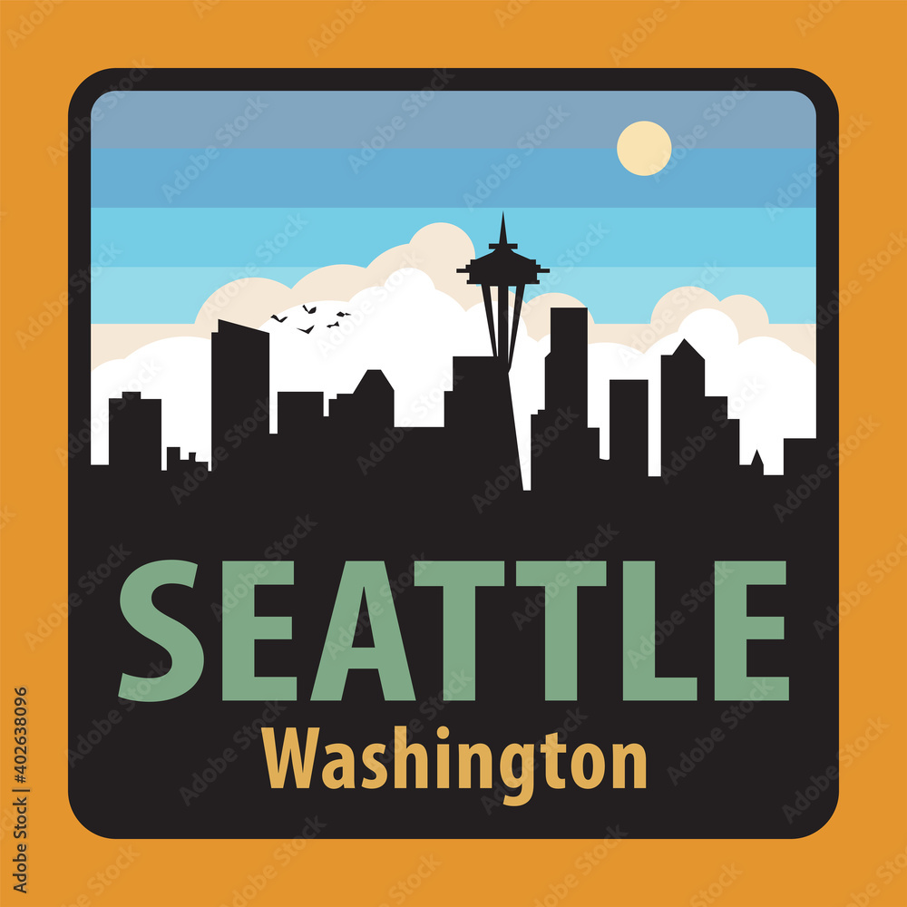 Label or sign with name of Seattle, Washington