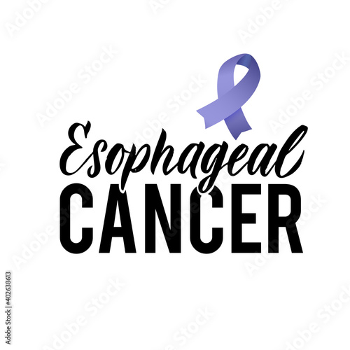 Vector Esophageal Cancer Awareness Calligraphy Poster Design. Stroke Violet Ribbon. April is Cancer Awareness Month