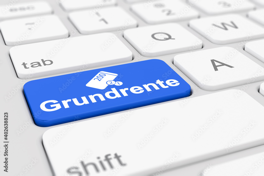 3d Illustation - Tastatur - Grundrente - blau 3d Illustation - Tastatur - Grundrente - blau