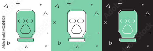 Set Balaclava icon isolated on white and green, black background. A piece of clothing for winter sports or a mask for a criminal or a thief. Vector.