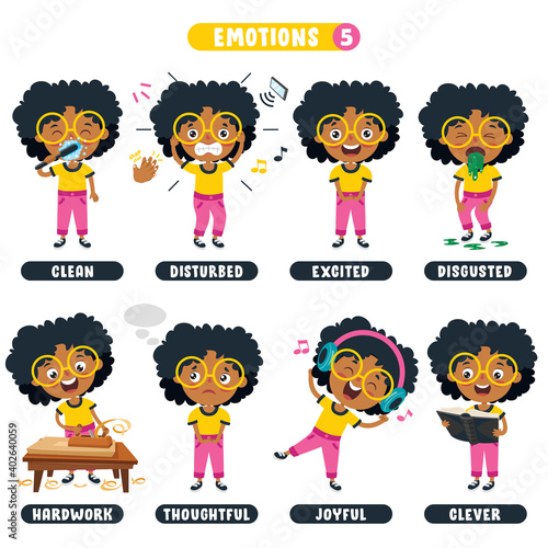 Little Kid With Different Emotions
