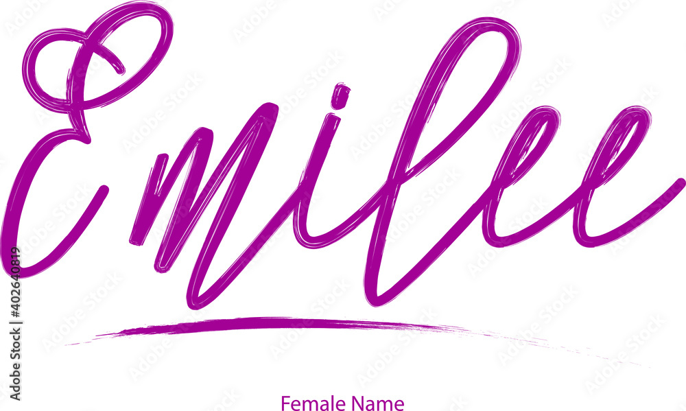 Emilee Female Name Cursive Calligraphy Purple Color Text
